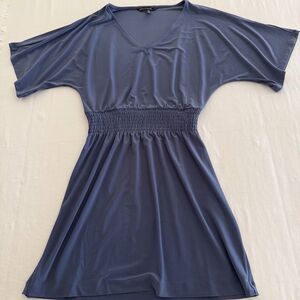 White House‎ Black Market Women's Blue Gray Smocked Blouson Dress Size XS Comfy